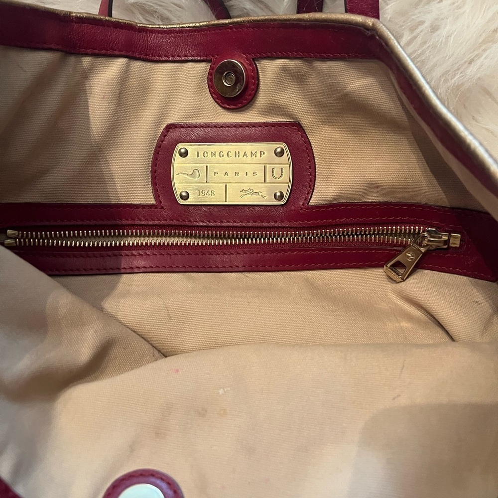 LONGCHAMP LM Cuir Large Tote Bag Leather Handbag Purse Logo - Picture 3 of 15